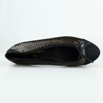 Chanel Suede Leather Ballerina Flats // Black, Gold (Euro: 35)