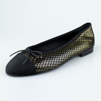 Chanel Suede Leather Ballerina Flats // Black, Gold (Euro: 35)