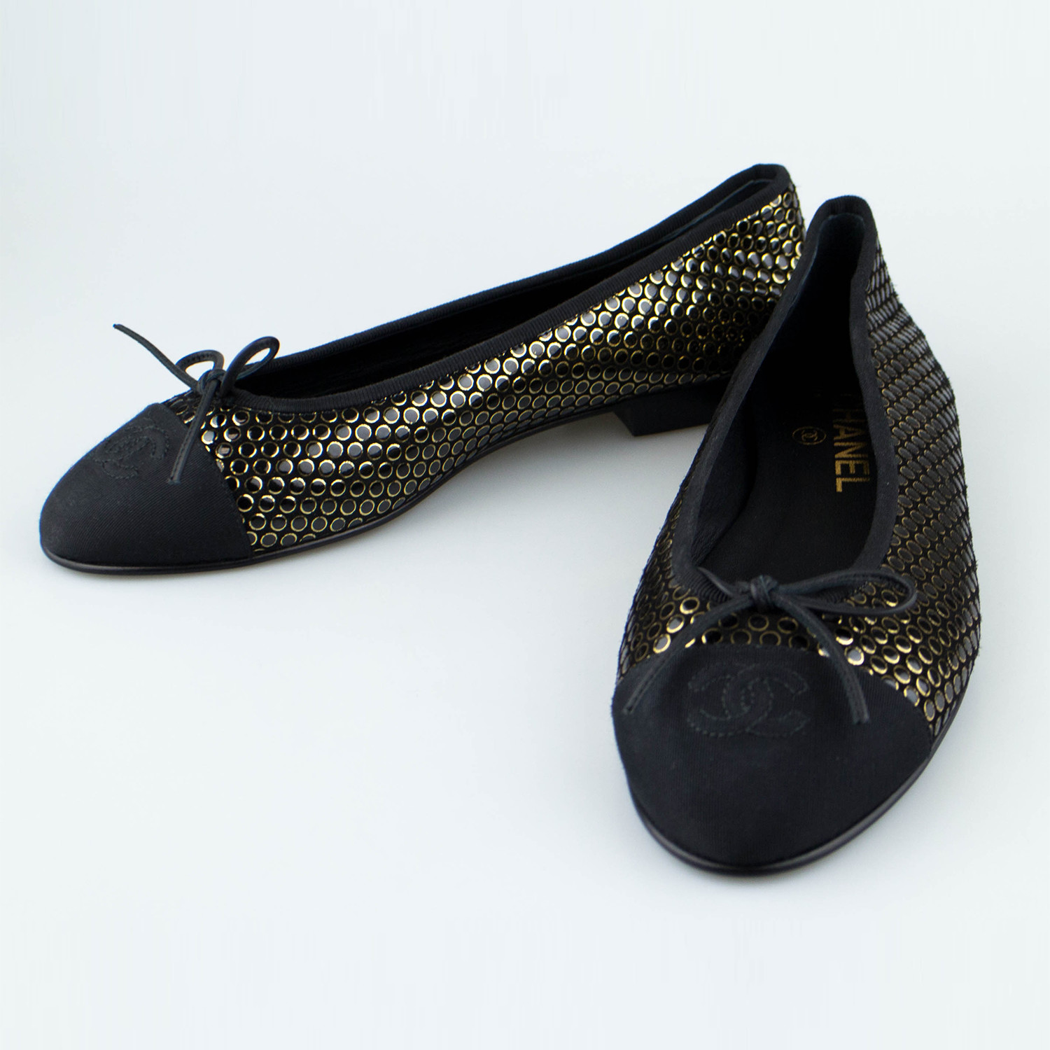 Chanel Suede Leather Ballerina Flats // Black, Gold (Euro: 35) - The  Designer Collection - Touch of Modern