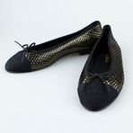 Chanel Suede Leather Ballerina Flats // Black, Gold (Euro: 35)