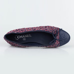 Chanel Tweed + Leather Cap Toe Ballerina Flats II // Multi-color (Euro: 37)