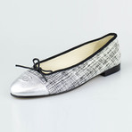 Chanel Tweed + Leather Ballerina Flats // Black, White (Euro: 35)