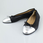 Chanel Leather Ballerina Flats // Black, Silver (Euro: 35)