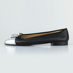 Chanel Leather Ballerina Flats // Black, Silver (Euro: 35)