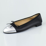 Chanel Leather Ballerina Flats // Black, Silver (Euro: 35)