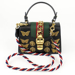 Gucci Small Leather Sylvie Animal Studs Shoulder Handbag // Black