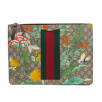 Gucci GG Supreme Floral Print + Attachable Shoulder Strap Pouch Bag // Multicolor