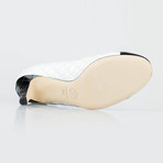 Chanel Quilted Leather Slim Heels Shoes // White (Euro: 35)