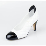 Chanel Quilted Leather Slim Heels Shoes // White (Euro: 35)