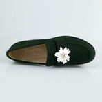 Chanel Wool Felt Loafer + Flower Detail // Green (Euro: 38.5)