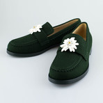 Chanel Wool Felt Loafer + Flower Detail // Green (Euro: 38.5)