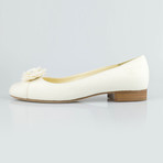 Chanel Fabric Flat Shoe + Flower Detail // Ivory (Euro: 35)