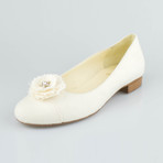 Chanel Fabric Flat Shoe + Flower Detail // Ivory (Euro: 35)