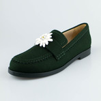 Chanel Wool Felt Loafer + Flower Detail // Green (Euro: 38.5)