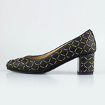 Chanel Leather Gold Chain Detail Pump + Block Heel // Black (Euro: 35)