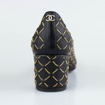 Chanel Leather Gold Chain Detail Pump + Block Heel // Black (Euro: 35)