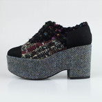 Chanel Tweed Chunky Sole Lace Up Shoe // Multi-color (Euro: 39)