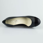 Chanel Leather Platform Pump + Round Cap Toe // Gray (Euro: 35)