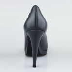 Chanel Leather Platform Pump + Round Cap Toe // Gray (Euro: 35)