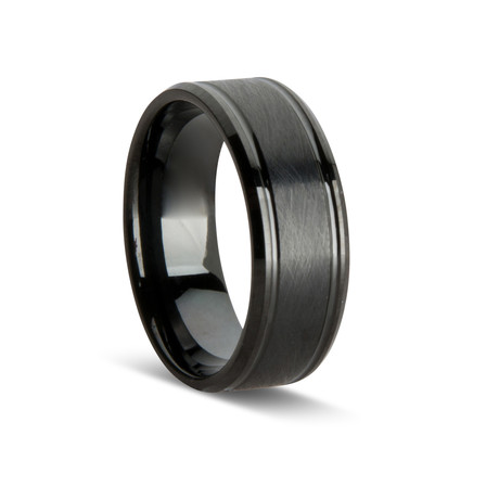 Gunmetal Scratched Ring // Matte Black (Size 9)