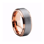 Charcoal and Rose Gold Plated Tungsten Ring (Size 8)