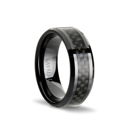 Double Carbon Fiber Ring // Black (Size 7)