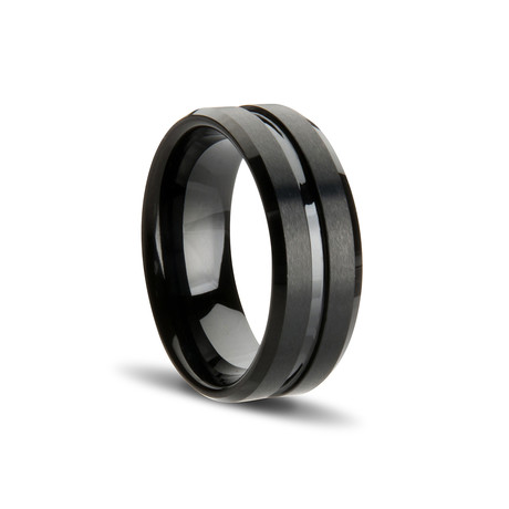 Gunmetal Tungsten Ring // Black (Size 8)