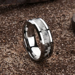 Carbon Fiber Weave Ring // Charcoal (Size 9.75)
