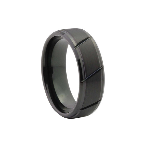 Jagged Brushed Tungsten Ring // Black (Size 8)