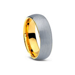 Brushed Silver and Yellow Gold Plated Tungsten Ring (Size 8)