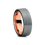 Charcoal and Rose Gold Plated Pipecut Ring (Size 9)