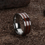 Urban Double Wood Inlay Ring // Silver (Size 9)