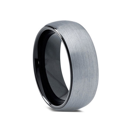 Brushed Charcoal and Black Ring (Size 8)