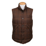 Plaid Wool Blend Vest // Brown (M)