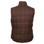 Plaid Wool Blend Vest // Brown (S)