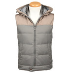 Hoodie Two Tone Vest // Gray + Gold (XS)