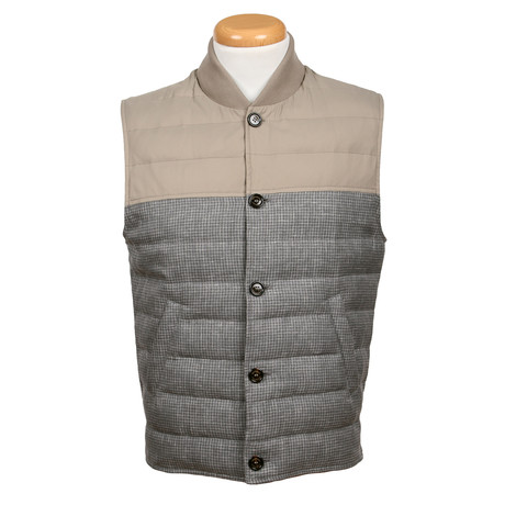 Two-Tone Wool Puffer Vest // Gray (XS)