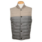 Two-Tone Wool Puffer Vest // Gray (M)