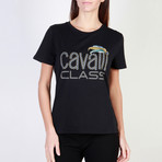 Cavalli Class Jeweled Logo Women's T-Shirt // Black (XS)