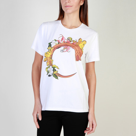 Cavalli Floral Snake Women's T-Shirt // White (XS)