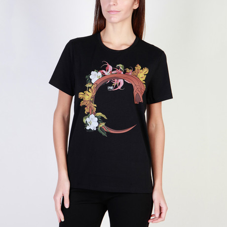 Cavalli Floral Snake Women's T-Shirt // Black (XS)