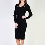 Long Sleeve Bodycon Dress // Black (Euro: 42)