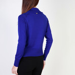 Shoulder-Zip Snake Jewel Women's Sweater // Blue (Euro: 46)