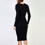 Long Sleeve Bodycon Dress // Black (Euro: 42)