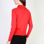 Shoulder-Zip Snake Jewel Women's Sweater // Red (Euro: 46)