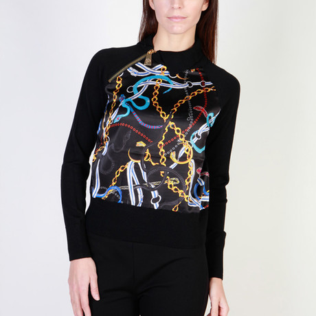 Shoulder-Zip Snake Jewel Women's Sweater // Black (Euro: 40)