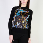 Shoulder-Zip Snake Jewel Women's Sweater // Black (Euro: 42)