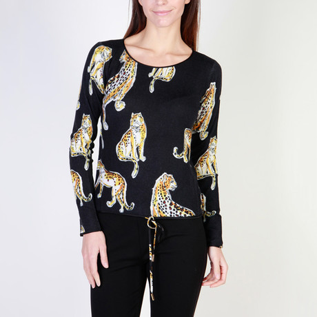 Leopard Print Women's Sweater // Black (Euro: 40)