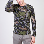 Leopard Jungle Sweater // Green (L)