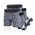 The Mar Boxer Brief + Sock Set // Black + Gray // Pack of 2 (L)